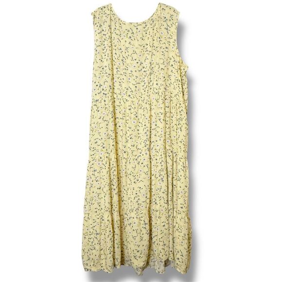 Studio Ease Plus Size Yellow Ditsy Floral Maxi Sundress 26W Cottagecore Style - Picture 4 of 9